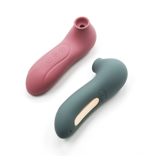 A photo of the Playtime Satisfier from the front, with its soft, flexible head and ergonomic handle. ALT text: "Playtime Satisfier - front view of purple handheld vibrator with flexible head and ergonomic handle.