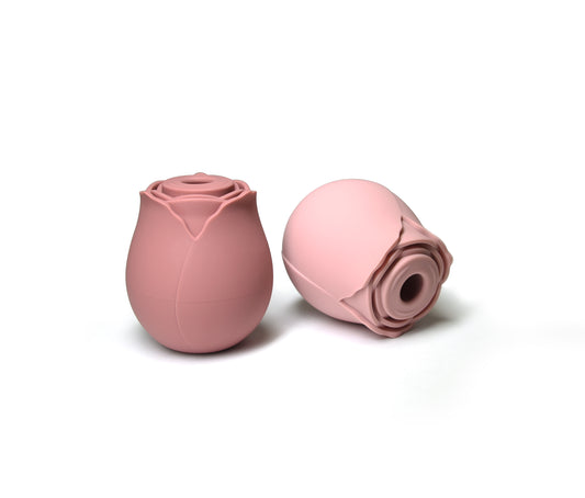 A close-up image of the Rose Sucking Vibrator: "Rose Sucking Vibrator with 7 Suction Modes in Rose Gold